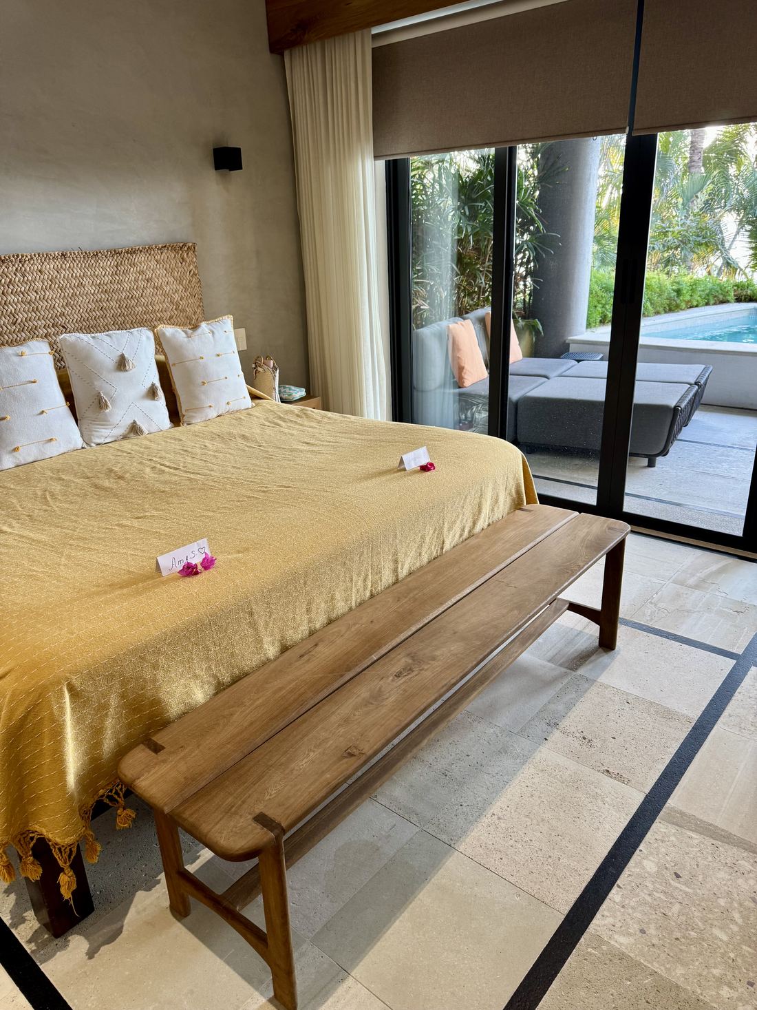 A bedroom opening onto the terrace